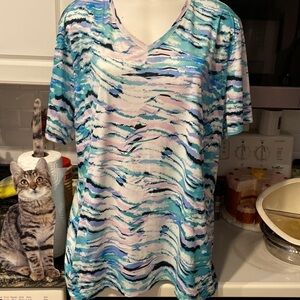 L womens Reel Legends casual stretch short sleeve plus size top 3X